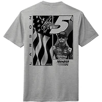 T-shirt tri-blend gris chiné pour homme de la collection Hendrick Motorsports Team avec drapeau Kyle Larson