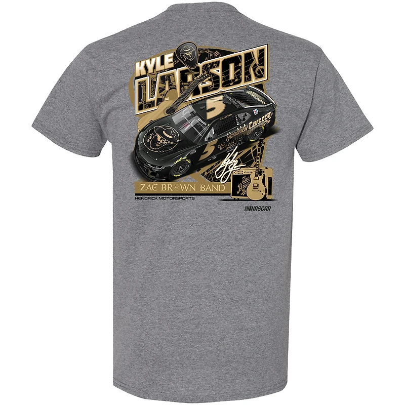 T-shirt pour homme de la collection Hendrick Motorsports Team, gris chiné, Kyle Larson, Zac Brown Band, Chevrolet Camaro 2025