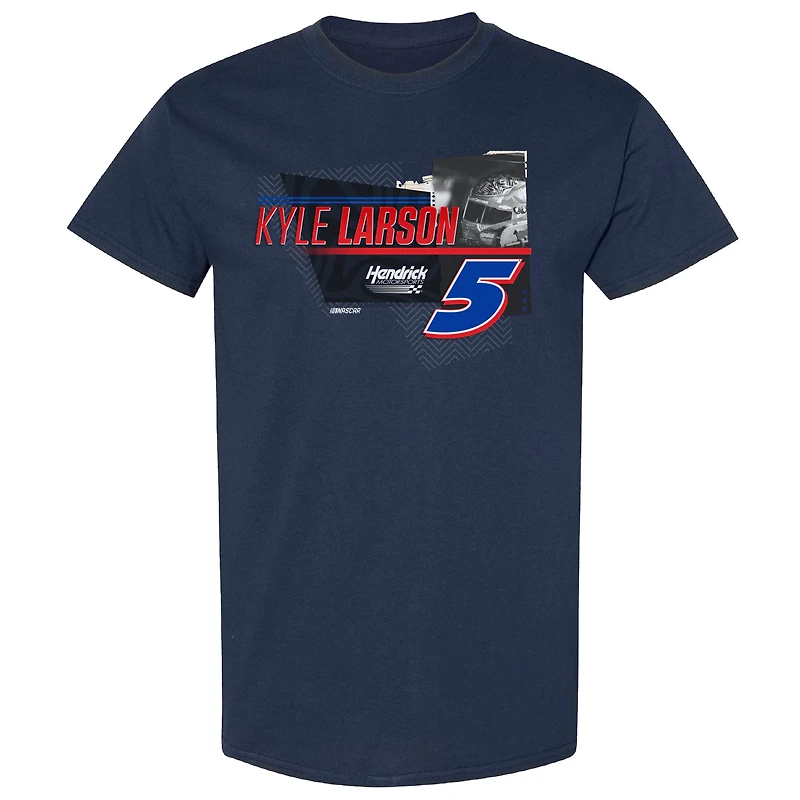 T-shirt de voiture Kyle Larson HendrickCars.com pour homme la collection Hendrick Motorsports Team bleu marine