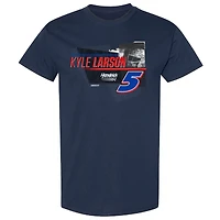 T-shirt de voiture Kyle Larson HendrickCars.com pour homme la collection Hendrick Motorsports Team bleu marine