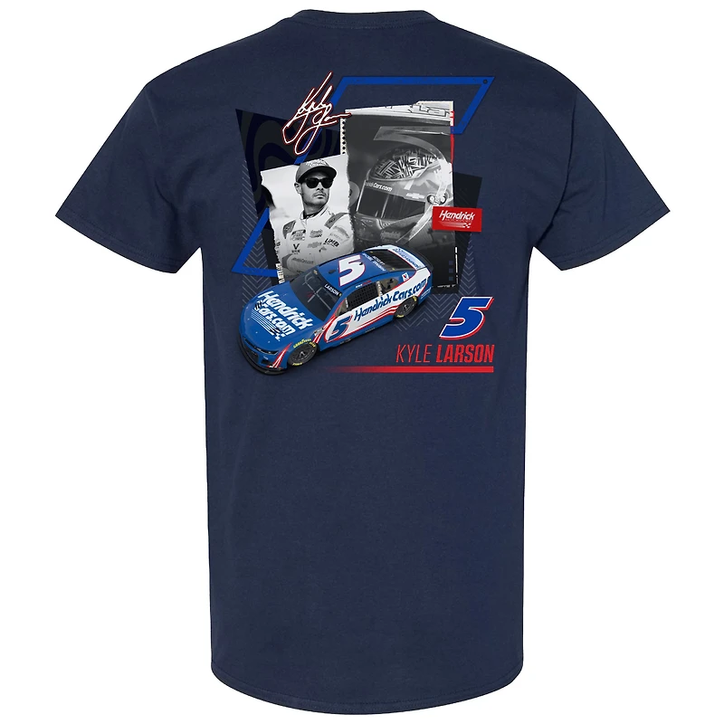 T-shirt de voiture Kyle Larson HendrickCars.com pour homme la collection Hendrick Motorsports Team bleu marine