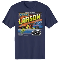 T-shirt rétro pour homme de la collection Hendrick Motorsports Team, bleu marine, Kyle Larson, HendrickCars.com, Darlington