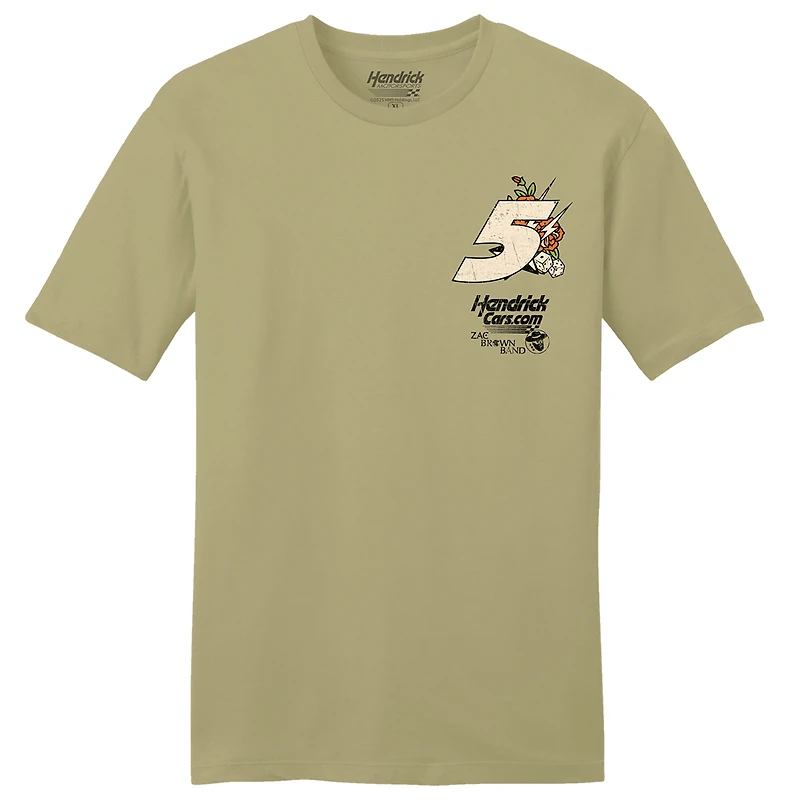 Men's Hendrick Motorsports Team Collection  Tan Kyle Larson Cars.com/Zac Brown Band T-Shirt