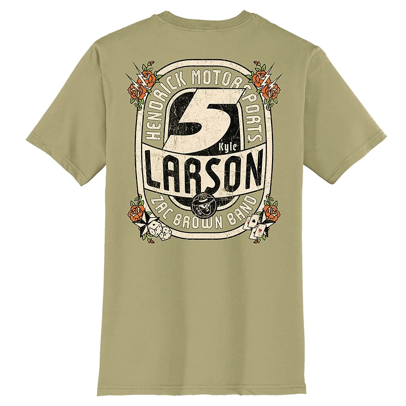 Men's Hendrick Motorsports Team Collection  Tan Kyle Larson Cars.com/Zac Brown Band T-Shirt
