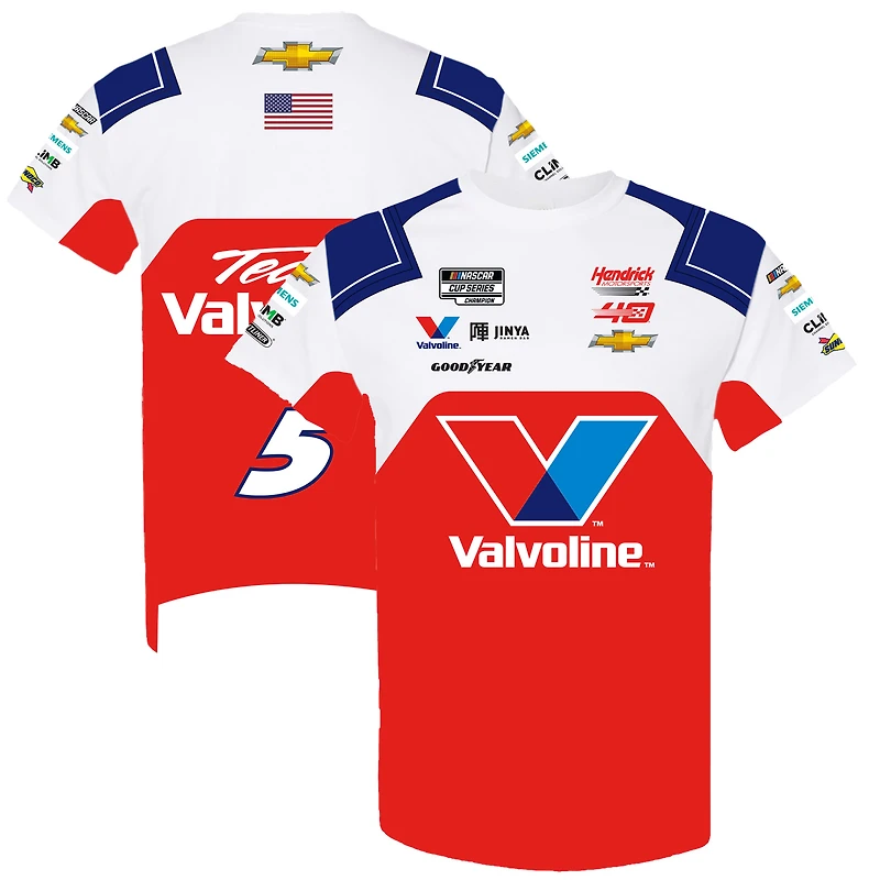 Men's Hendrick Motorsports Team Collection White/Red Kyle Larson Valvoline Uniform T-Shirt