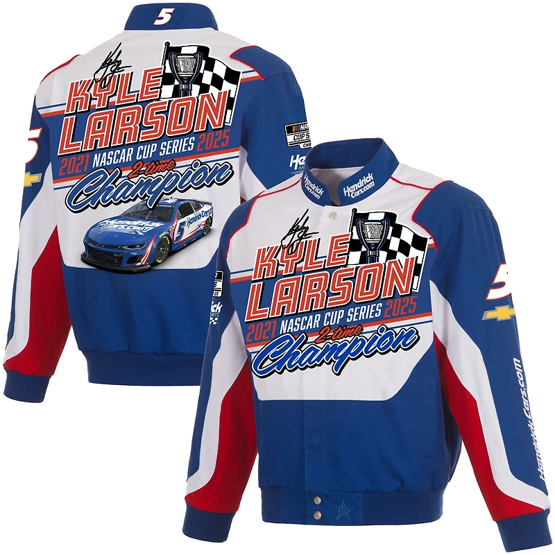 Men's JH Design Royal Kyle Larson Two-Time NASCAR Cup Series Champion Full-Snap Twill Uniform Jacket