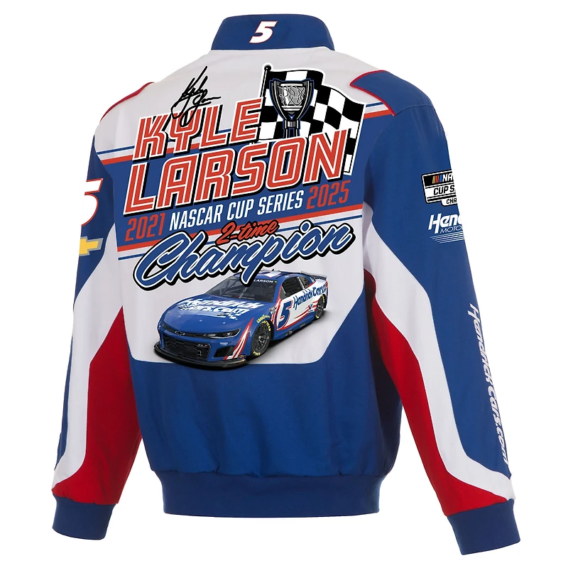 Men's JH Design Royal Kyle Larson Two-Time NASCAR Cup Series Champion Full-Snap Twill Uniform Jacket