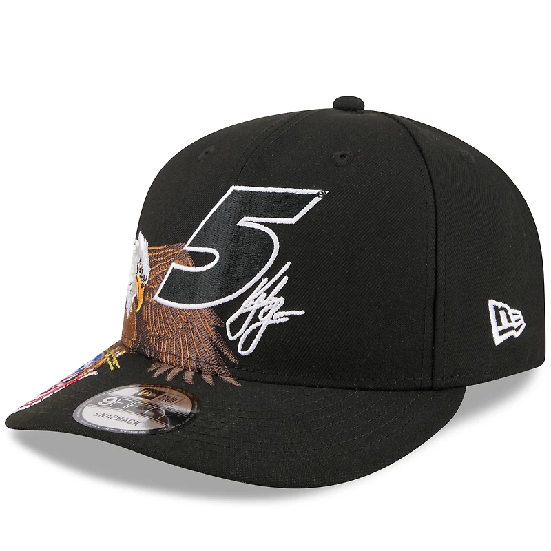 Men's New Era Black Kyle Larson Patriotic Eagle & Flag A-Frame 9FIFTY Snapback Hat