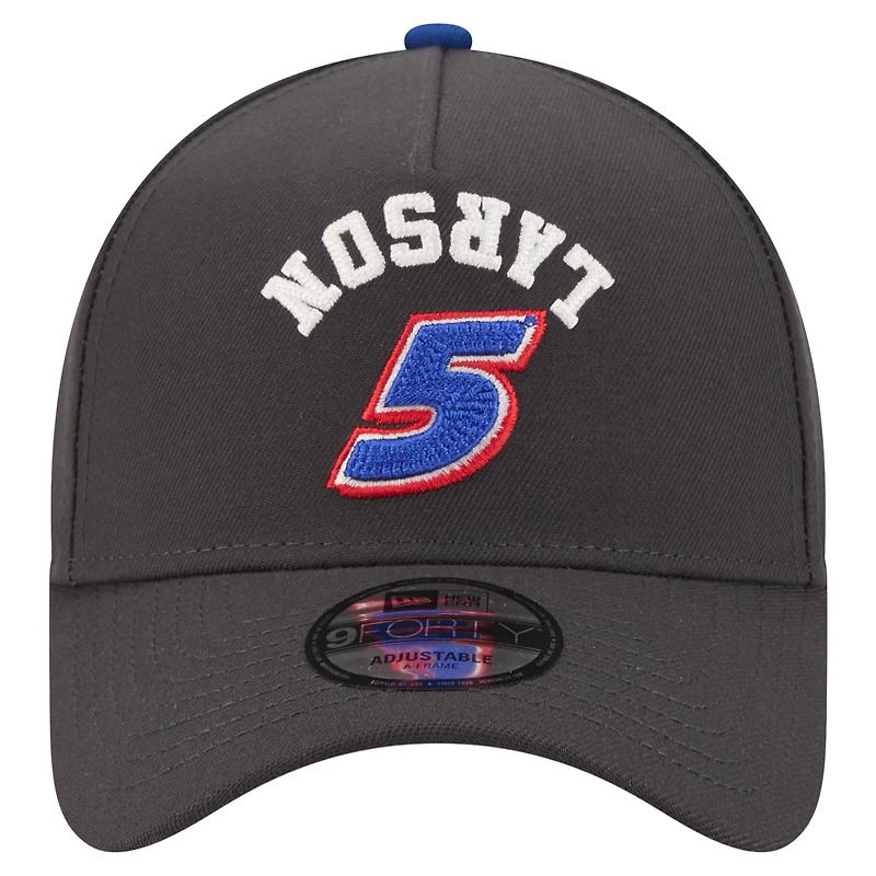 Casquette ajustable New Era Kyle Larson noire à coutures inversées et logo A-Frame 9FORTY pour homme