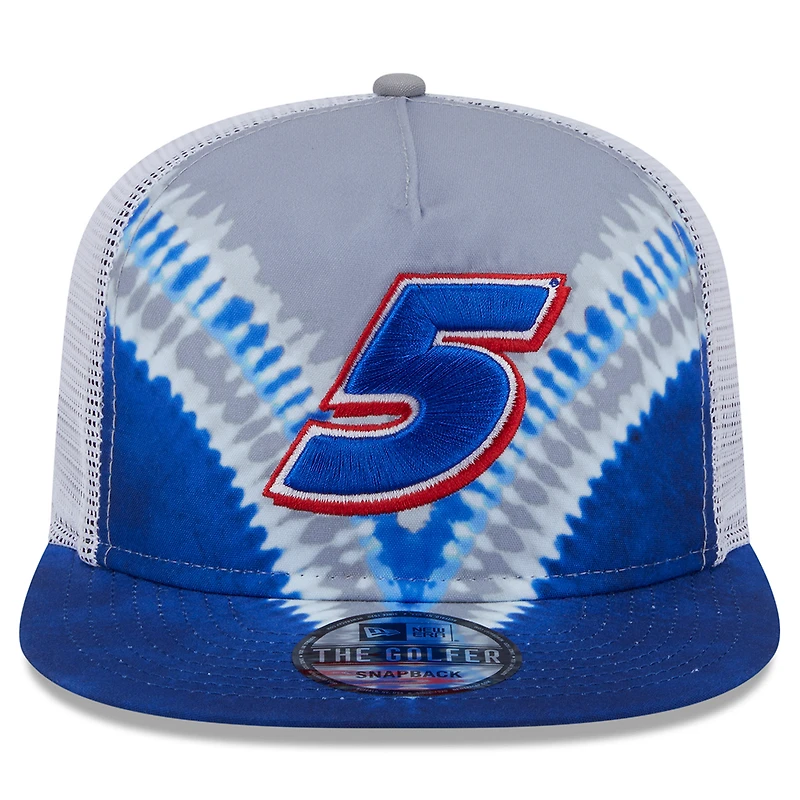 Casquette à visière à pression Kyle Larson Golfer Tie-Dye bleue New Era pour homme