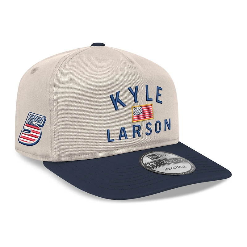 Men's New Era  Khaki/Navy Kyle Larson Flag 19TWENTY Adjustable Hat