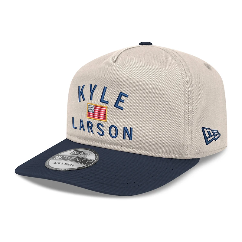 Men's New Era  Khaki/Navy Kyle Larson Flag 19TWENTY Adjustable Hat