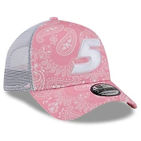 Casquette ajustable rose Kyle Larson 9FORTY A-Frame Trucker Paisley New Era pour hommes