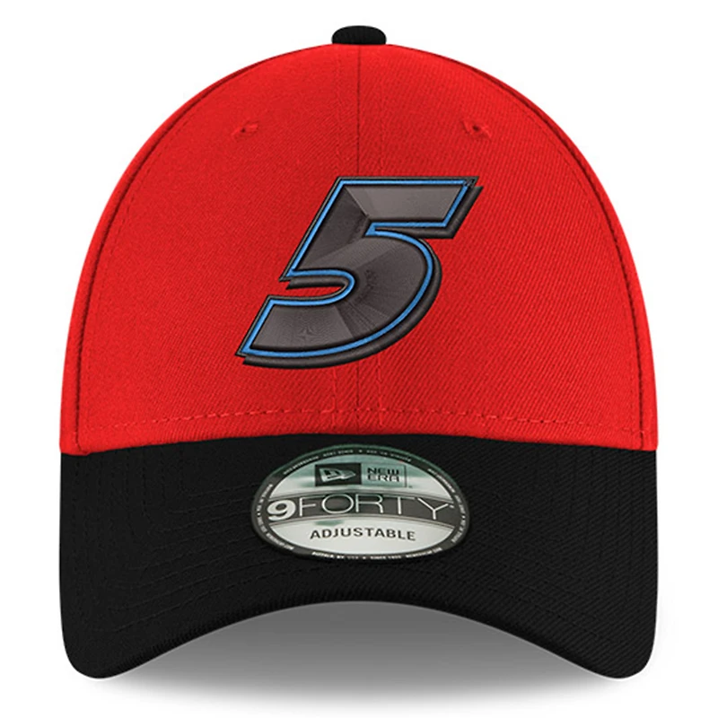 Men's New Era Scarlet/Black Kyle Larson 9FORTY Snapback Adjustable Hat