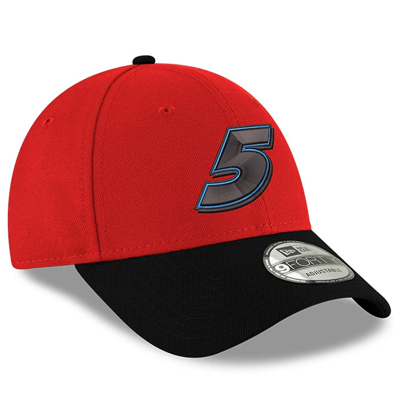 Men's New Era Scarlet/Black Kyle Larson 9FORTY Snapback Adjustable Hat