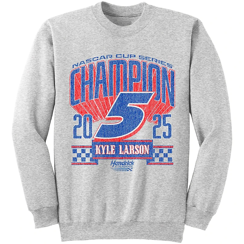 Sweat-shirt unisexe Hendrick Motorsports Team Collection, gris chiné, Kyle Larson, champion de la NASCAR Cup Series 2025