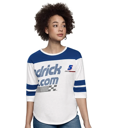 Women's Starter  White Kyle Larson Grand Slam 3/4-Sleeve T-Shirt
