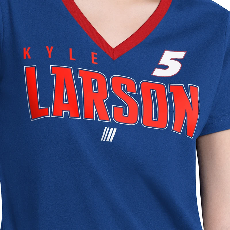 Women's G-III 4Her by Carl Banks Blue Kyle Larson Best Team V-Neck T-Shirt