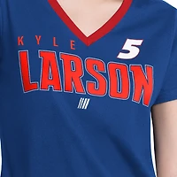 Women's G-III 4Her by Carl Banks  Blue Kyle Larson Best Team V-Neck T-Shirt