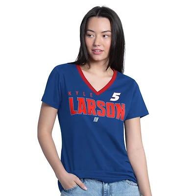 Women's G-III 4Her by Carl Banks  Blue Kyle Larson Best Team V-Neck T-Shirt