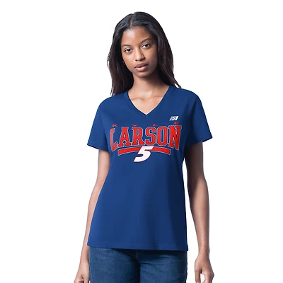 T-shirt col V pour femme G-III 4Her par Carl Banks Royal Kyle Larson Cheer Dance