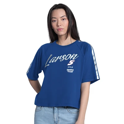T-shirt court raglan classique G-III 4Her pour femme par Carl Banks Royal Kyle Larson avec bordure argentée