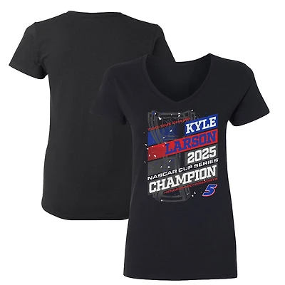 Women's Hendrick Motorsports Team Collection Black Kyle Larson 2025 NASCAR Cup Series Champion V-Neck T-Shirt