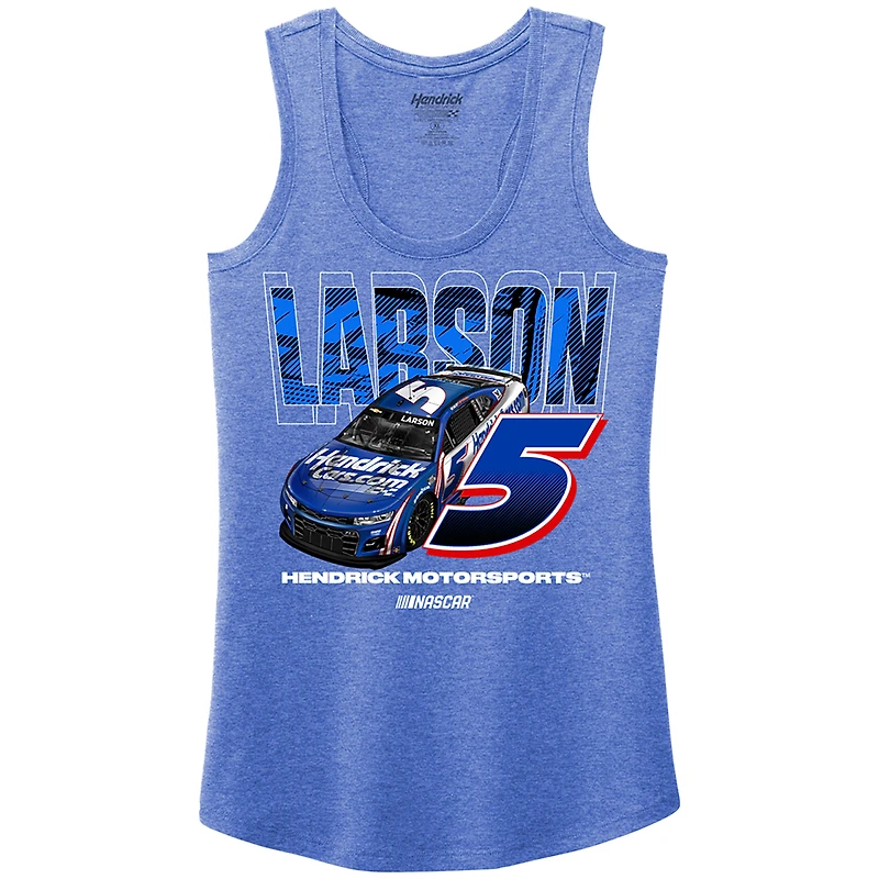 Débardeur tri-blend dos nageur Heather Royal Kyle Larson avec nom et numéro de l'équipe Hendrick Motorsports pour femme