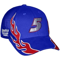 Youth Checkered Flag Sports Blue Kyle Larson HendrickCars.com Flame Trucker Adjustable Hat