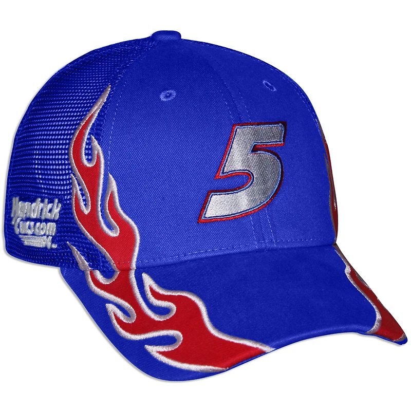 Casquette ajustable unisexe à damier bleu Kyle Larson HendrickCars.com Flame Trucker