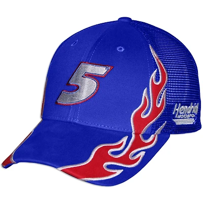 Youth Checkered Flag Sports Blue Kyle Larson HendrickCars.com Flame Trucker Adjustable Hat