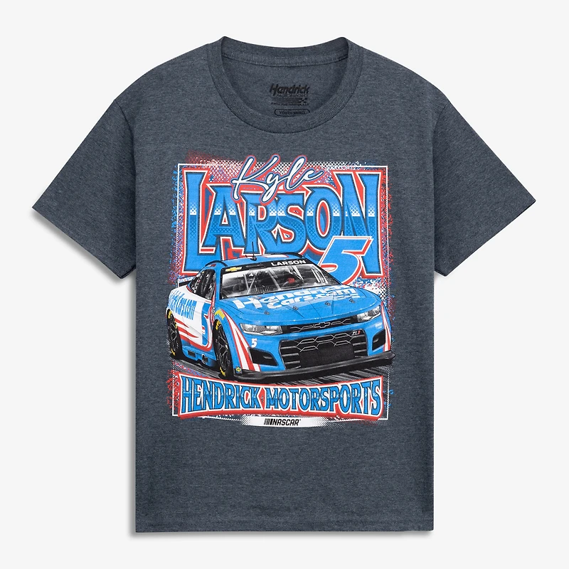 Youth Classic Ink Heather Navy Kyle Larson #5 Hendrickcars.com T-Shirt