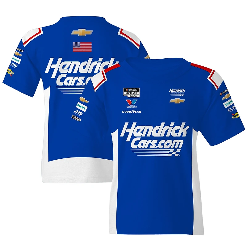 T-shirt bleu Kyle Larson HendrickCars.com pour jeunes de l'équipe Hendrick Motorsports