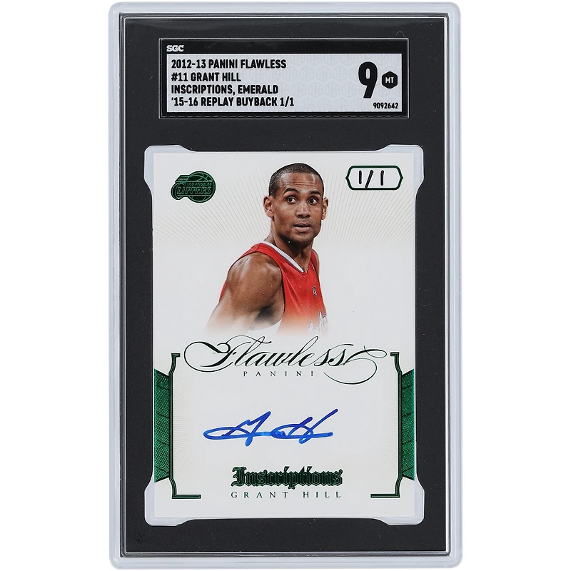 Grant Hill Los Angeles Clippers Autographié 2012-13 Panini Flawless Emerald Inscription 15-16 Replay Buyback # 11 #1/1 SGC Authentifié 9 Carte