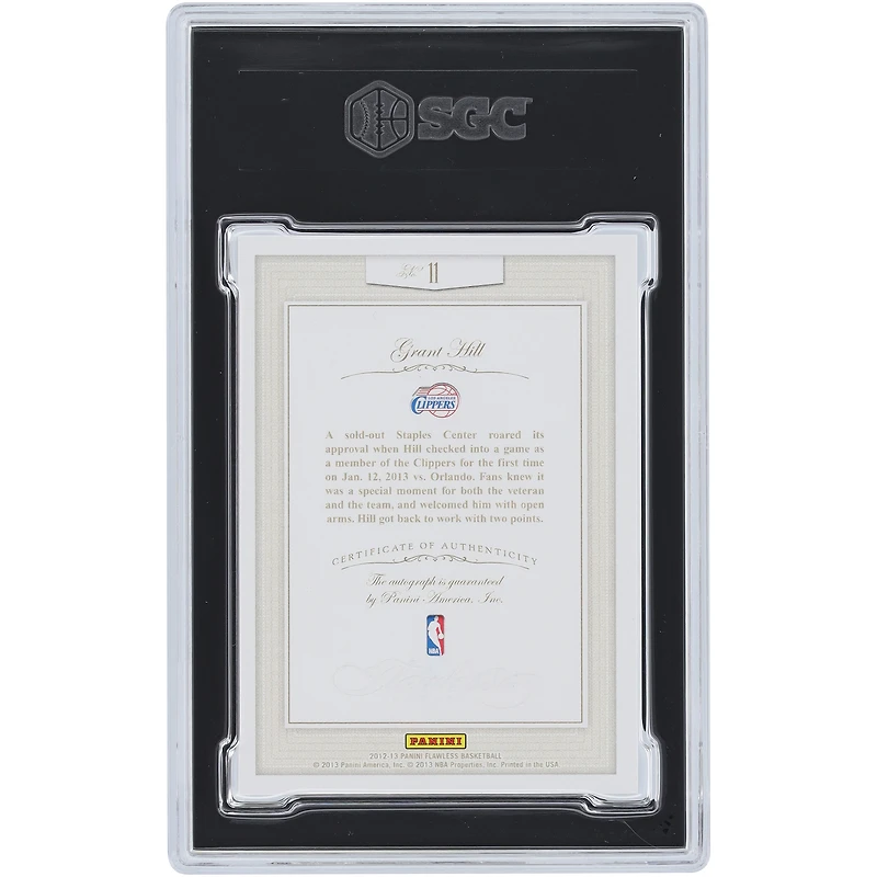 Grant Hill Los Angeles Clippers Autographié 2012-13 Panini Flawless Emerald Inscription 15-16 Replay Buyback # 11 #1/1 SGC Authentifié 9 Carte