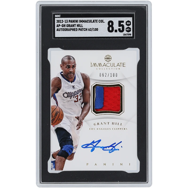 Grant Hill Los Angeles Clippers Autographié 2012-13 Panini Immaculate Collection Autograph Patch 3 Couleur Relic #AP-GH #62/100 SGC Authentifié 8.5 Carte