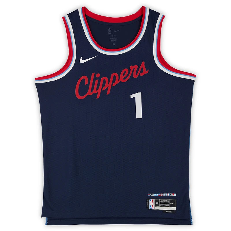 Maillot Swingman Nike Icon Edition bleu marine dédicacé par James Harden des LA Clippers
