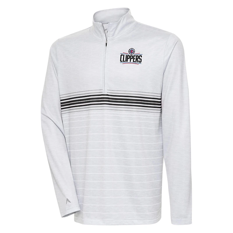 Pull zippé Bullseye Antigua gris chiné/noir pour homme des LA Clippers