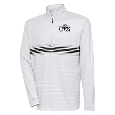 Pull zippé Bullseye Antigua gris chiné/noir pour homme des LA Clippers