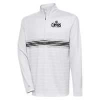Pull zippé Bullseye Antigua gris chiné/noir pour homme des LA Clippers