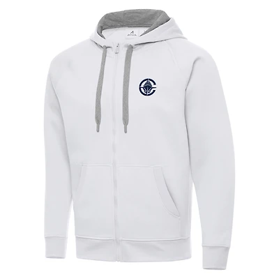 Veste à capuche zippée intégrale Antigua White LA Clippers pour homme, grande taille