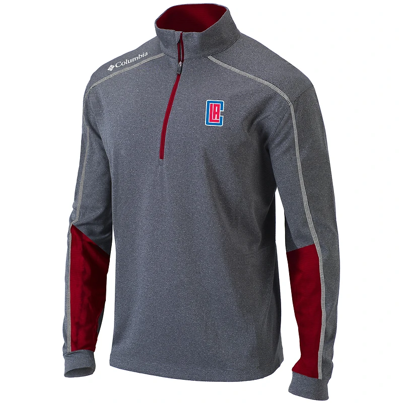Men's Columbia Heathered Gray/Red LA Clippers Omni-Wick Shotgun 2.0 Quarter-Zip Pullover Top