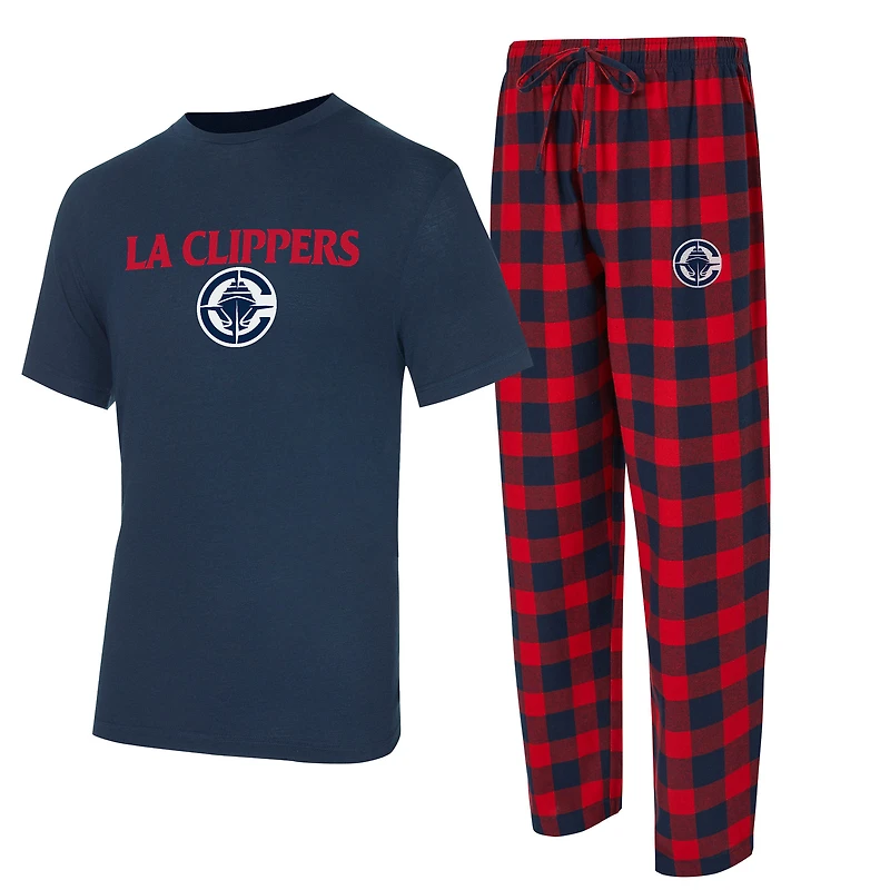 Men's Concepts Sport Navy/Red LA Clippers Avondale T-Shirt & Flannel Pants Set