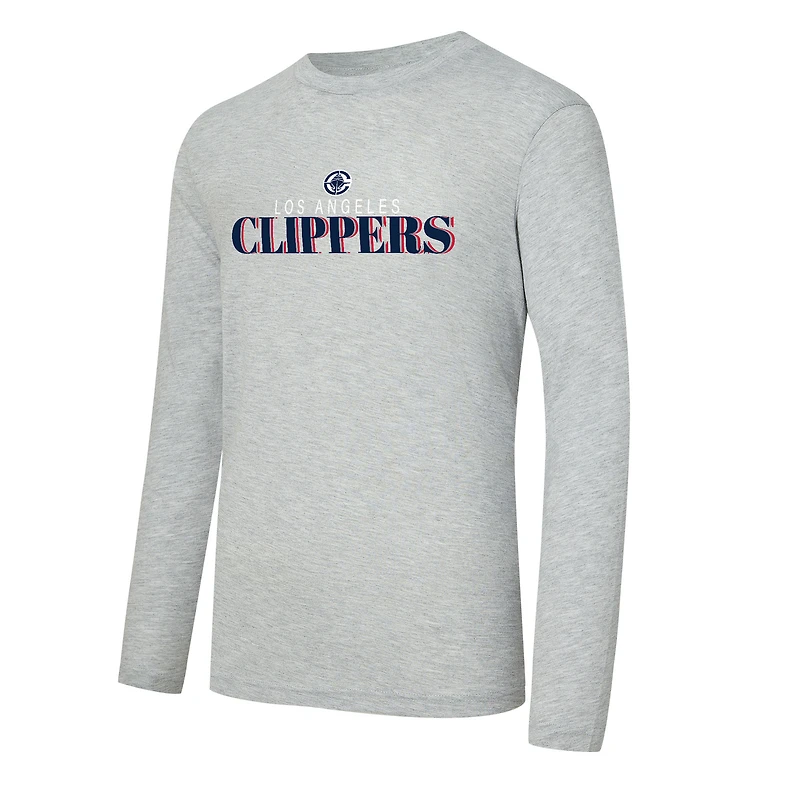 Men's Concepts Sport Navy LA Clippers Regulate Long Sleeve T-Shirt & Plaid Pant Set