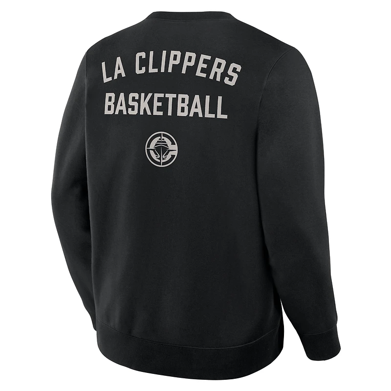 Men's Fanatics Black LA Clippers Crossover Collection Defensive Rotation Drill Premium Pullover Sweatshirt
