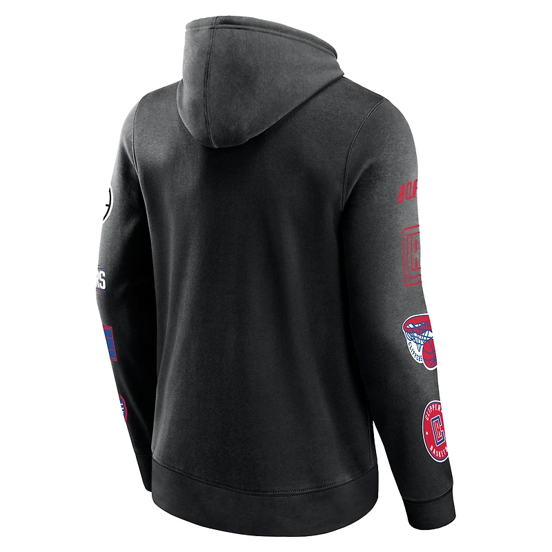 Men's Fanatics Black LA Clippers Home Court Pullover Hoodie