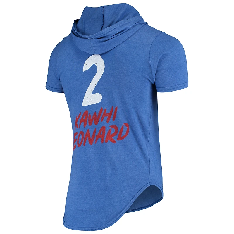 T-shirt à capuche tri-mélange Fanatics Kawhi Leonard Heathered Royal LA Clippers pour hommes