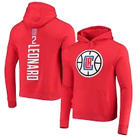 Men's Fanatics Kawhi Leonard Red LA Clippers Playmaker Name & Number Fitted Pullover Hoodie