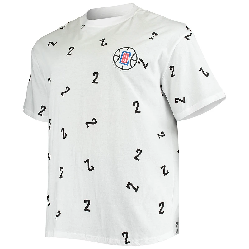 Men's Fanatics Kawhi Leonard White LA Clippers Big & Tall Allover Number T-Shirt