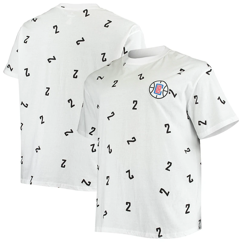 Men's Fanatics Kawhi Leonard White LA Clippers Big & Tall Allover Number T-Shirt